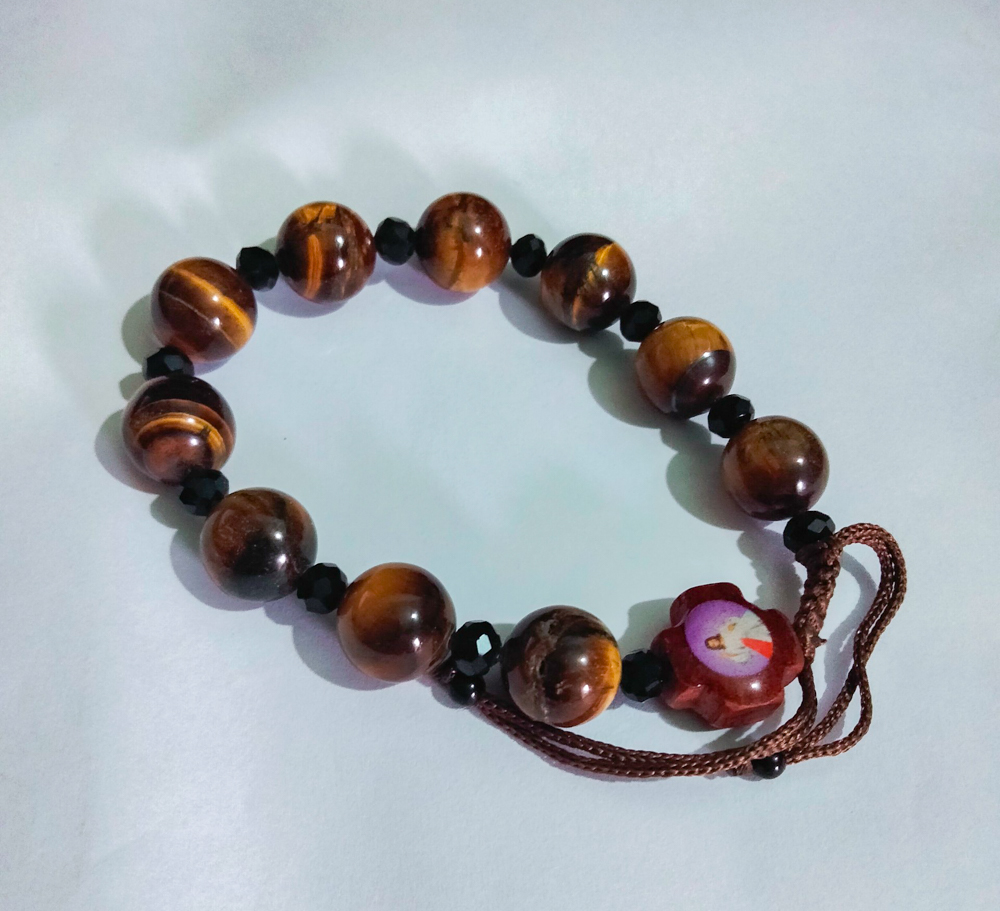 Chuỗi Tràng Hạt Mân Côi đá vàng nâu 12ly