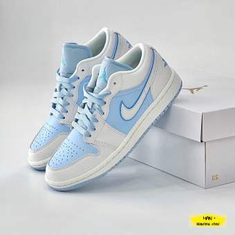Giày Jordan 1 Ice Blue màu xanh nhạt hot hit 2023, Giày thể thao Jordan thấp cổ full box, Free ship
