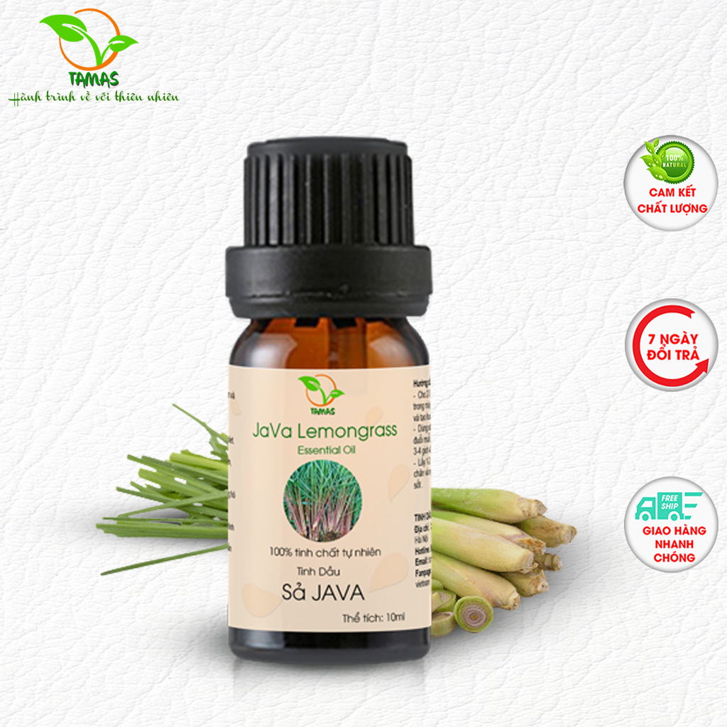 Tinh dầu Sả Java 10ml, nguyên chất 100% - Tinh dầu đuổi muỗi, Tinh dầu khử mùi, tinh dầu kháng khuẩn, đuổi muỗi, đuổi côn trùng - TAMAS