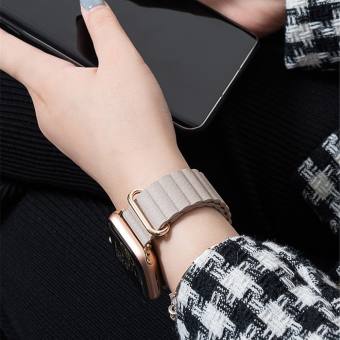 Dây Da Dành Cho Apple Watch Series 1-8/ Apple Watch SE/ Apple Watch Ultra Leather Loop Black Magnetic Kai.N