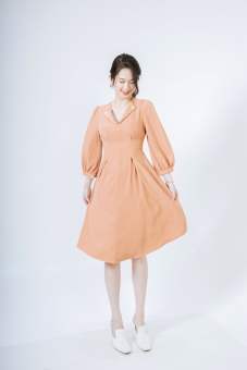 Váy xòe cổ bẻ V đính 2C CChat Clothes