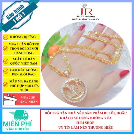 Dây chuyền nữ và mặt LV - D1705235 JURI SHOP - Cam Kết Không Đen, Không Dị Ứng ) Dùng Đi Tiệc - Bền Màu, Giống Vàng Thật 99%
