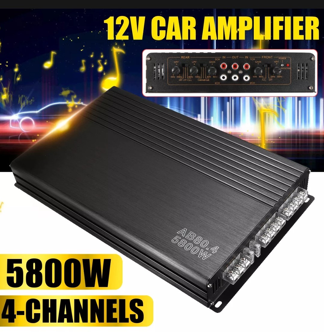 Bộ khuếch đại âm thanh bắc cầu tín hiệu có 4 kênh, công suất 5800W, dùng trong xe hơi âm ly ô tô