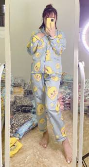 Bộ Pajama Áo Tay Dài Quần Dài Cao Cấp Dành Cho Nữ