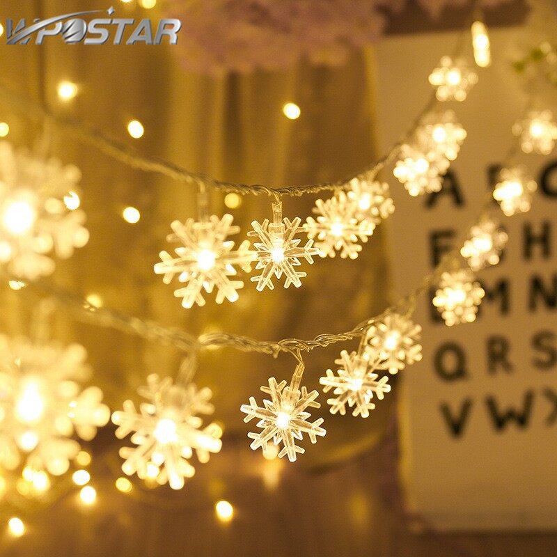 String Lights Snowflake LED Fairy Lights Xmas Tree Christmas New Year Room Valentines day Decoration USB or Battery Operate