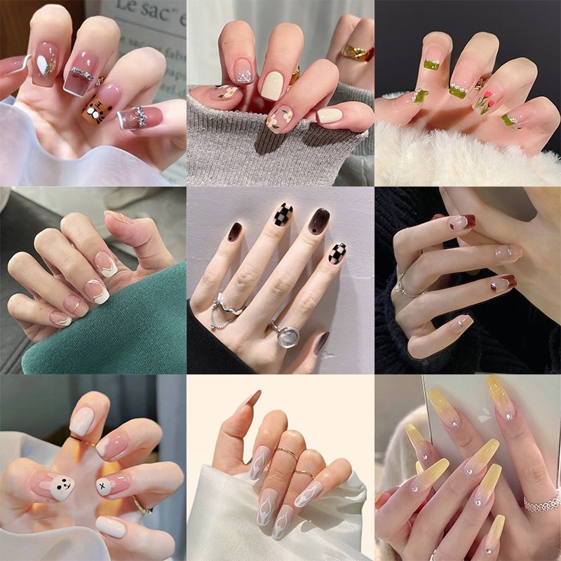 Gambar Korea gaya    kuku palsu aesthetic plus lem tahan lama Kuku palsu seri kuku palsu panjang nail art kuku korea style kuku palsu aesthetic korea Manicure Easy to Wear Reusable