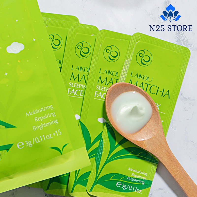 [ GIÁ DÙNG THỬ ] 5 Gói Mặt Nạ Ngủ Trà Xanh Matcha Mud Mask Laikou-Phù Hợp Mọi Loại Da