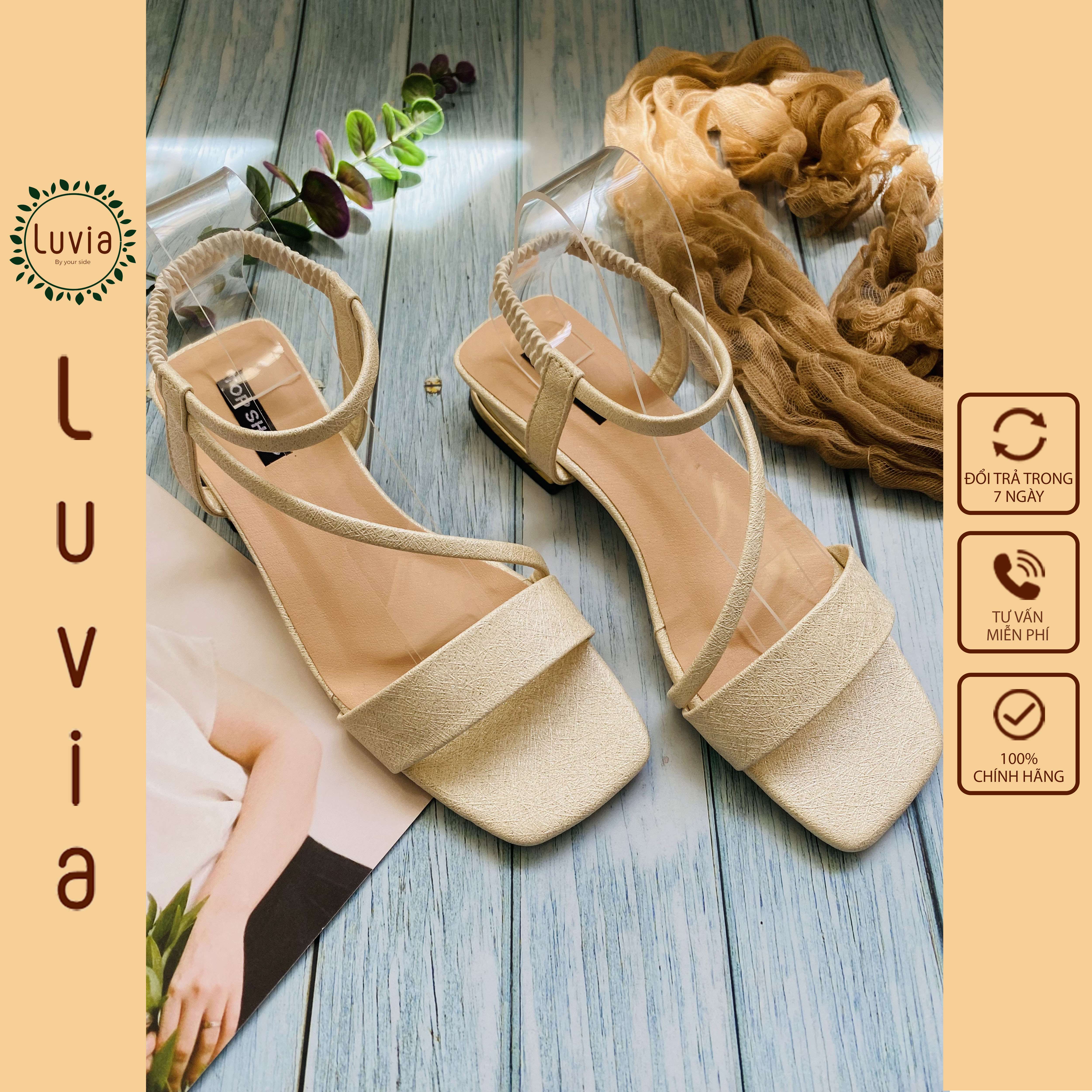 Sandal nữ cao gót 2 phân đế vuông cá tính Luvia 19CG