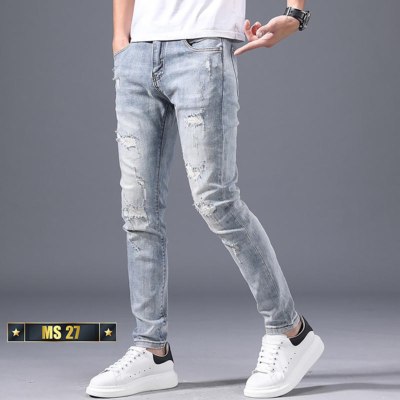 Quần jean nam , Quần jean màu xanh có họa tiết ống suông đẹp hàng mới về dẫn đầu xu hướng đã có mặt tại King168 MA26