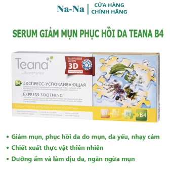 Serum teana B4 giúp giảm mụn, phục hồi da kích ứng, da yếu, mỏng nhạy cảm sưng viêm do mụn