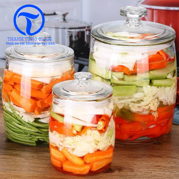 Bình thủy tinh hd12 ngâm hoa quả, ngâm sâm, muối dưa, muối cà, 2.2 lít & 4.2 lít