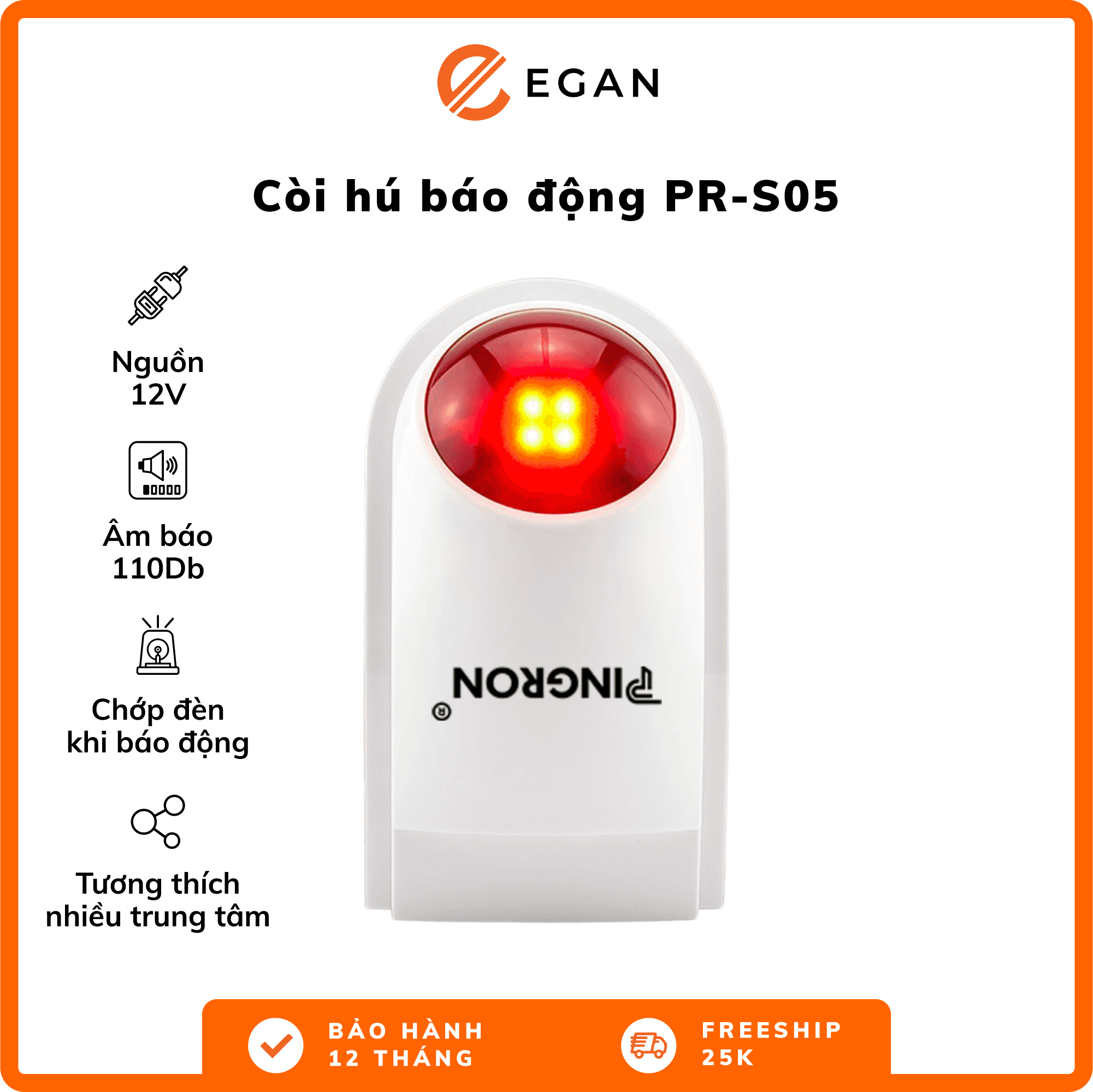 Còi Hú Báo Động Không Dây Chuông Báo Trộm Chuông Báo Động Cho Mọi Thiết Bị Chống Trộm PINGRON PR-S05