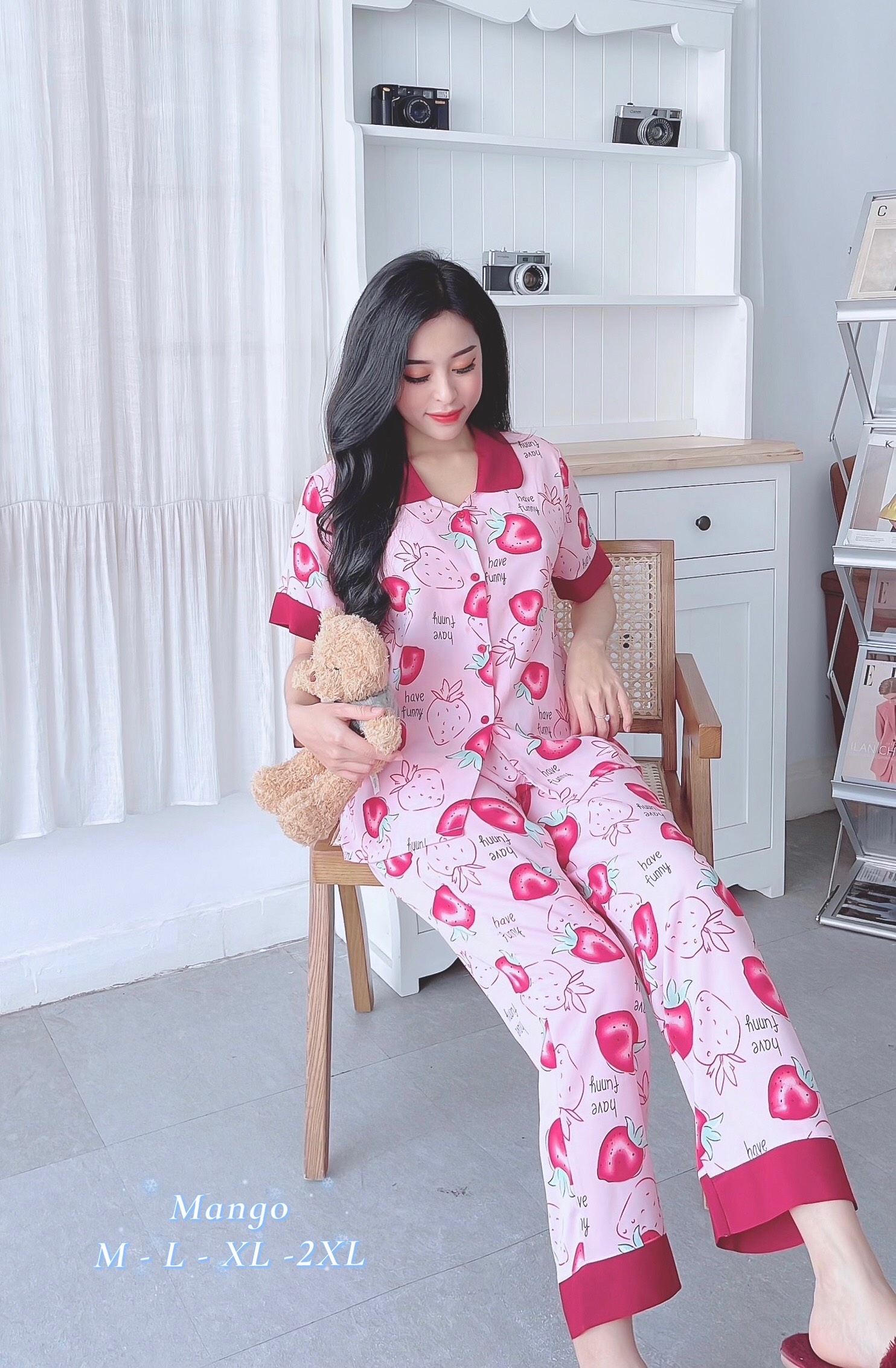 Đồ bộ pijama nữ mặc nhà lụa mango cao cấp hàng thiết kế momosa shop