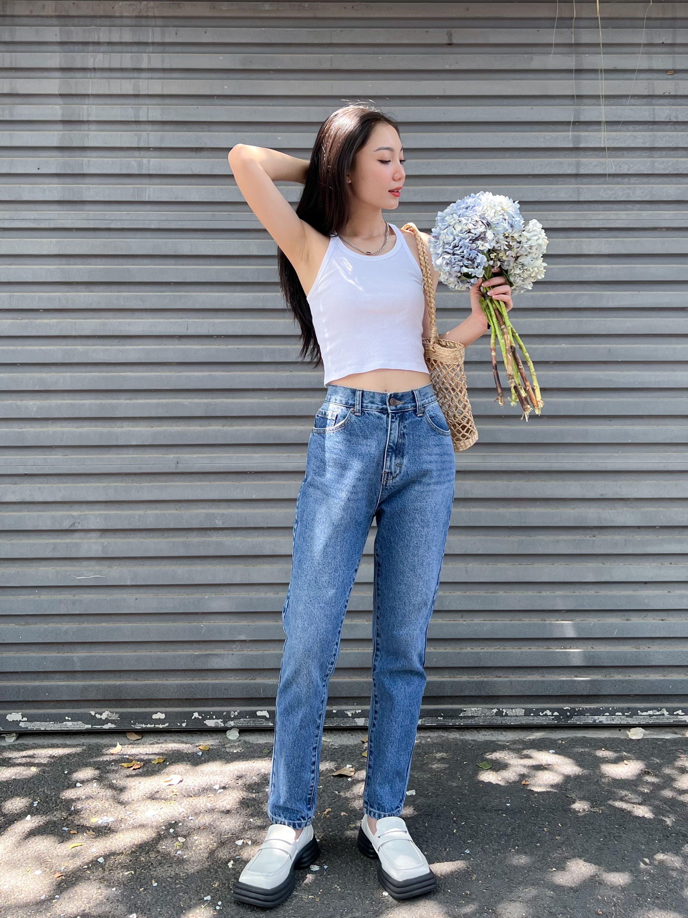 Quần jeans boyfriend slim cotton 2 màu lenclothing 8383-8384
