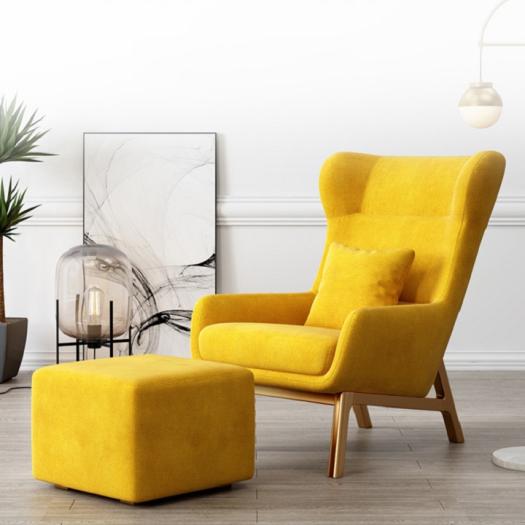 Ghế Sofa Lưng Cao Kèm Đôn-Ghế Sofa Đơn Nỉ Kèm Đôn