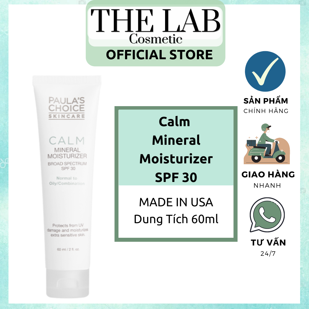 Kem dưỡng ban ngày cho da dầu, da nhạy cảm paula's choice calm mineral moisturizer spf 30 normal to oily