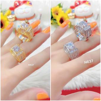 Nhẫn nam mạ vàng or Bạch kim kiểu dáng hình vuông đính 1 viên đá lớn 31032022- Nhẫn đẹp - Nhẫn phong cách mạnh mẽ, sang trọng- Tubicony- Bao hoàn tiền, Bao đổi trả trong 07 ngày