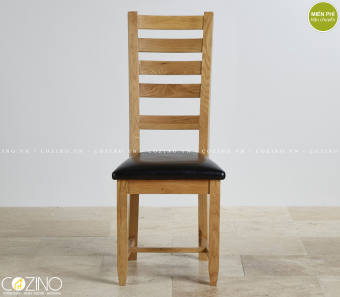 Ghế bàn ăn gỗ sồi Holy bọc simili nâu