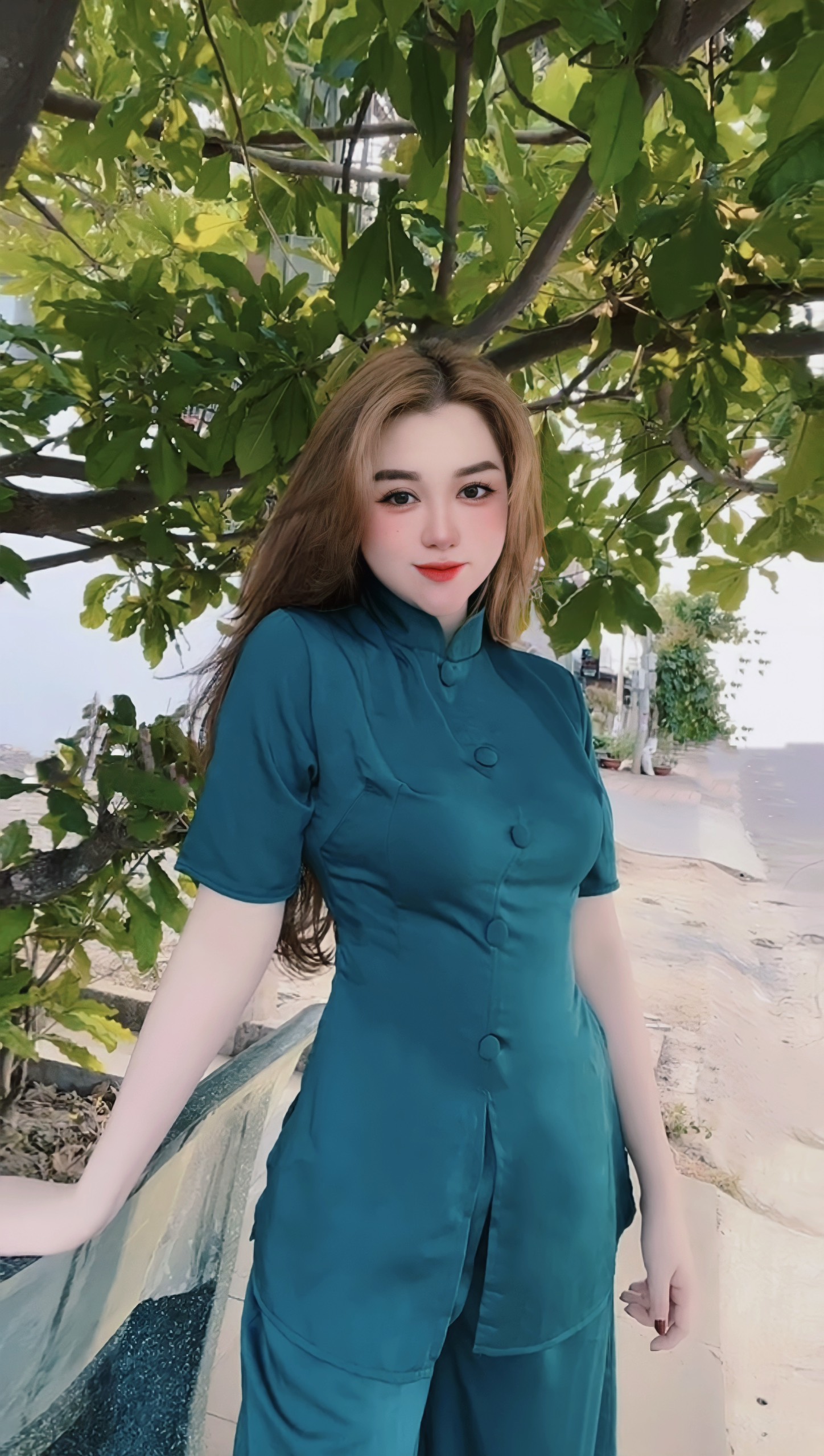 Set bộ đi chùa nút bọc lụa mango cao cấp đơn giản xinh xắn d23