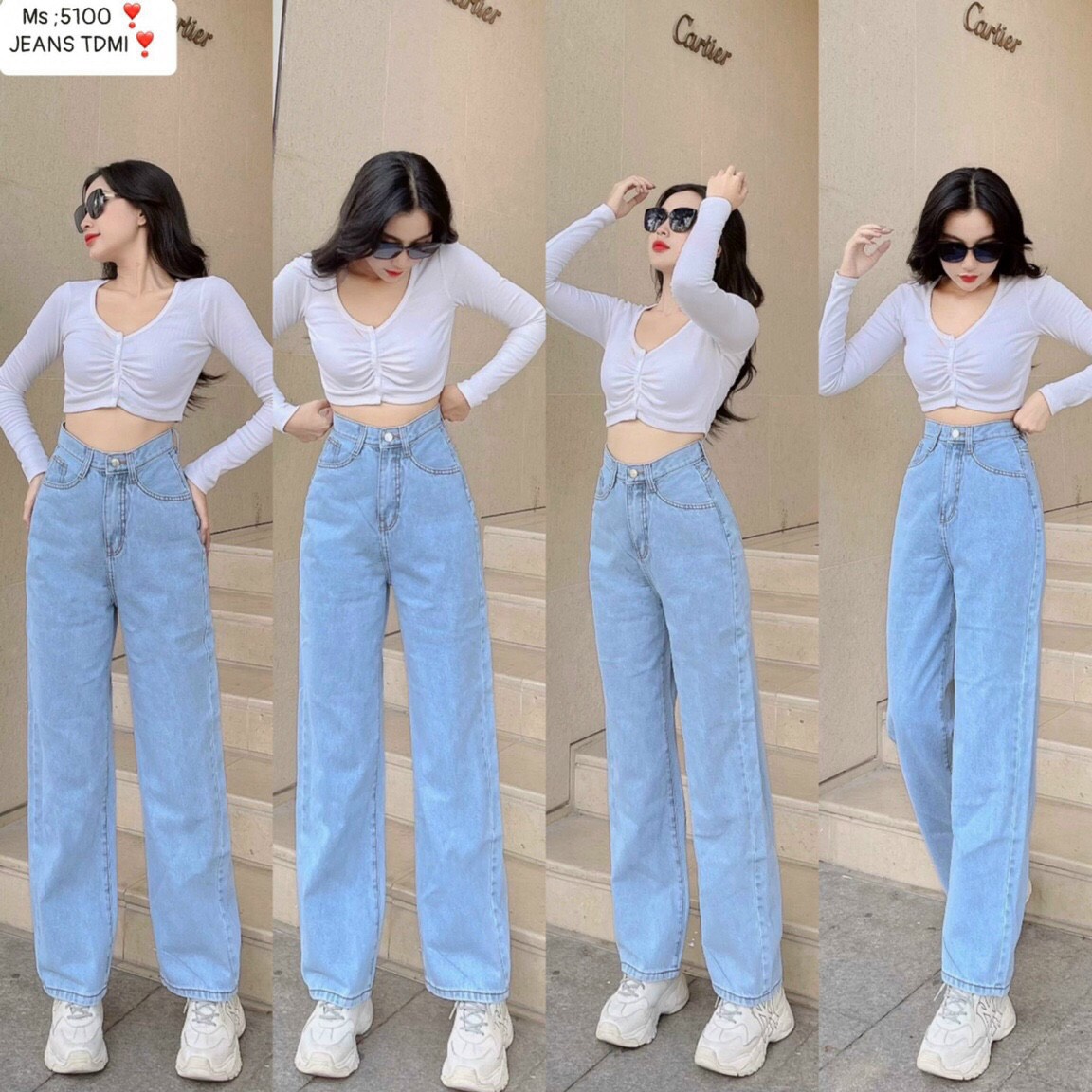 Quần baggy jean nữ jeanshop97 màu xanh, quần baggy nữ đẹp thời trang cao cấp ms5100