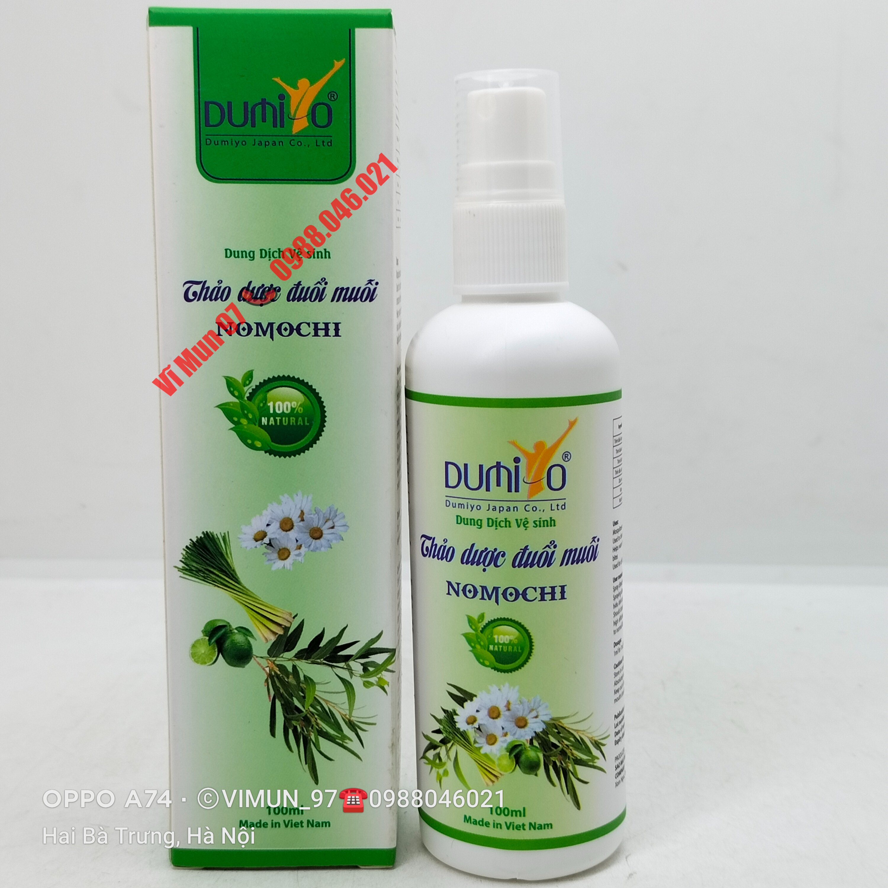 Thảo dược đuổi muỗi nomochi chai xịt 100ml