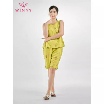 WINNY - Bộ đồ lanh sát nách quần ngố mặc nhà 2MNLA23038S