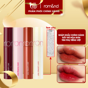 Son Tint Bóng, Siêu Lì, Căng Mọng Môi Hàn Quốc Romand Juicy Lasting Tint 5.5g (12 Đỏ Cherry, 13 Nâu Gạch)