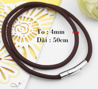 DÂY CHUYỀN DÙ THÁI 4LY MÀU NÂU ĐEN KHÓA INOX CAO CẤP