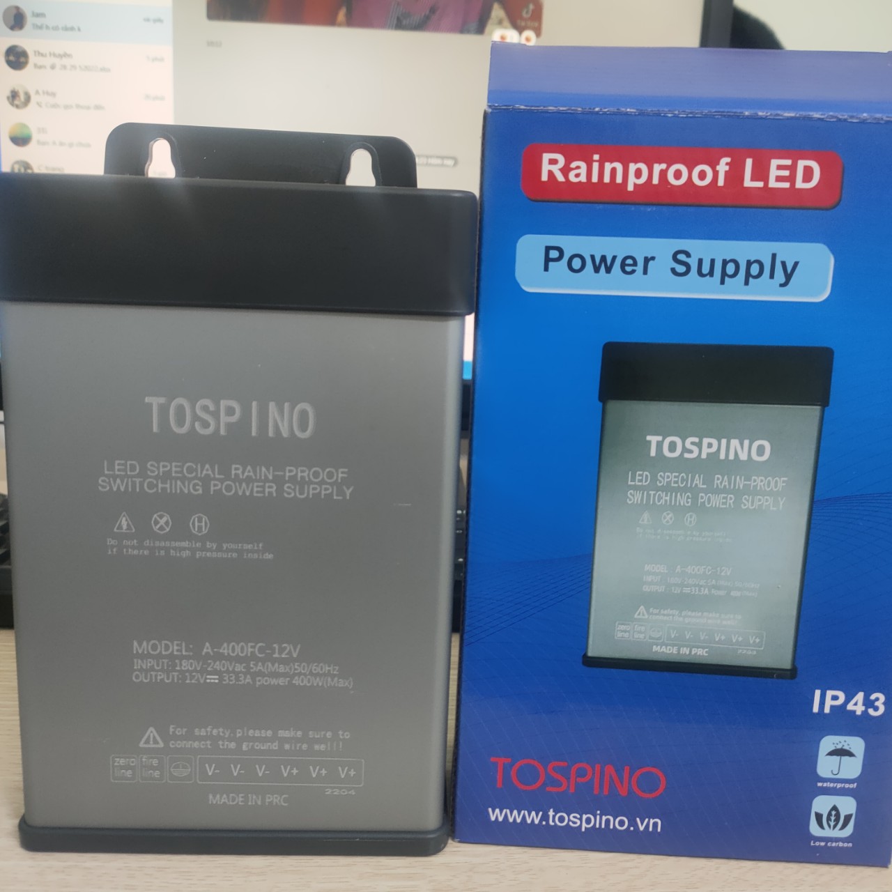 Nguồn led TOSPINO LOẠI XỊN 12v 33a 400w vỏ nhôm ngoài trời CÓ QUẠT MÁT, Nguồn 12V 33A 400W ngoài trời  chống nước, an toàn, chất lượng cao