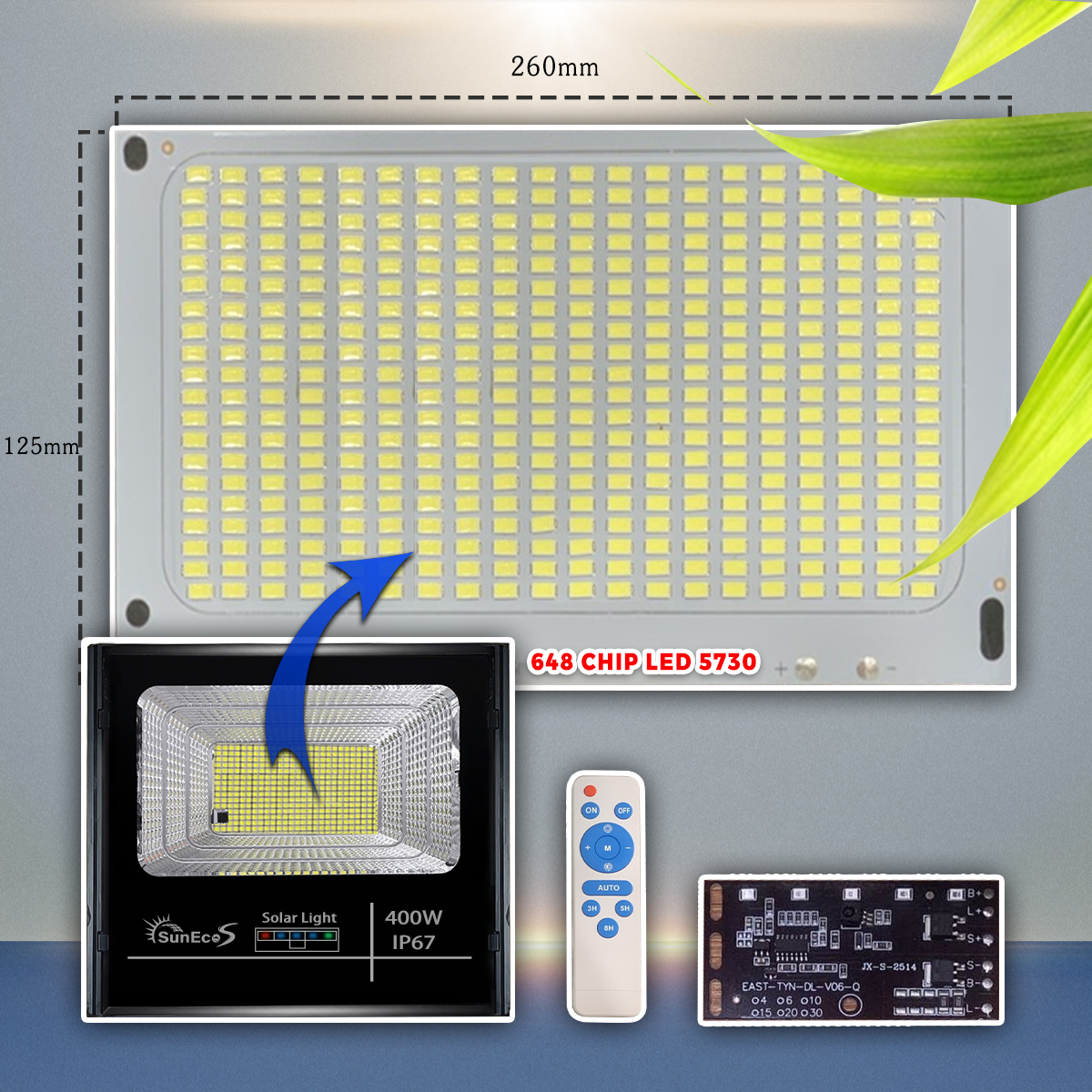 CHIP LED 400W lắp cho đèn pha 400W năng lượng mặt trời SUNECO - Chip 400w 3,2V