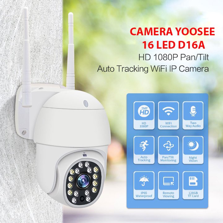 Camera Ip Wifi Ngoài Trời Yoosee GW-D16A ( 16 Led ) Full HD1080P, xoay 360 độ  - Hàng Nhập Khẩu