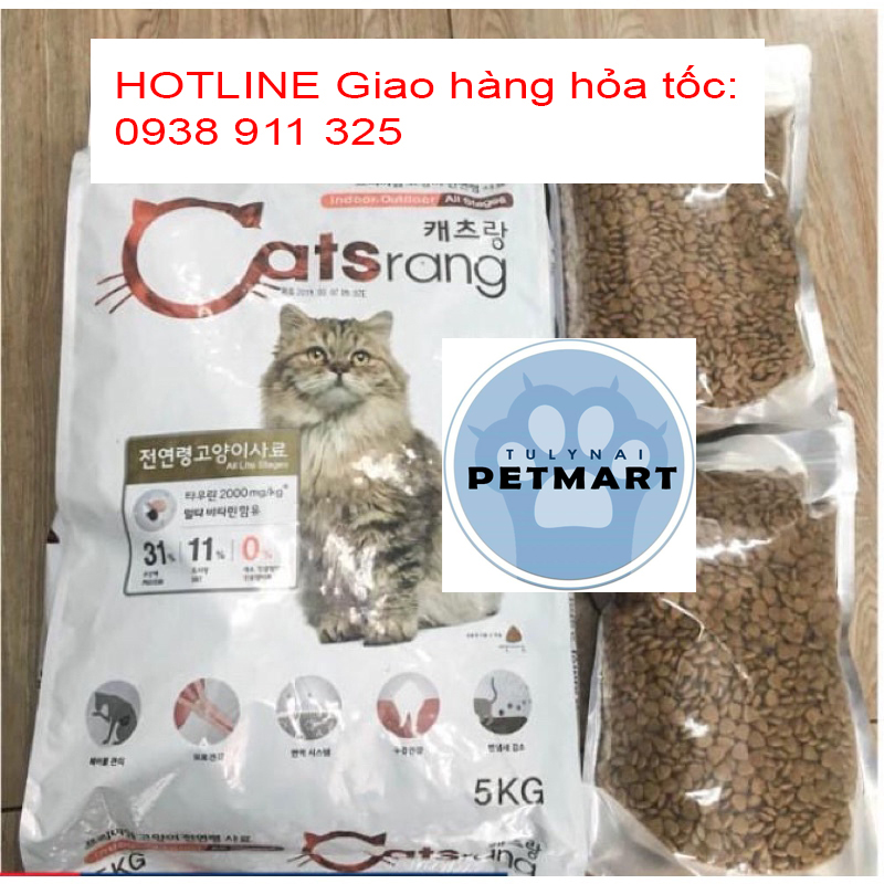 Catsrang 1kg hàng mới - thức ăn khô dành cho mèo mọi lứa tuổi