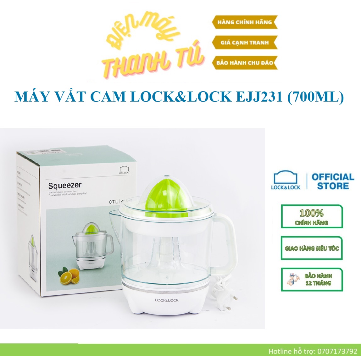 Ejj231 - máy vắt cam lock&lock – bảo hành chính hãng 12 tháng