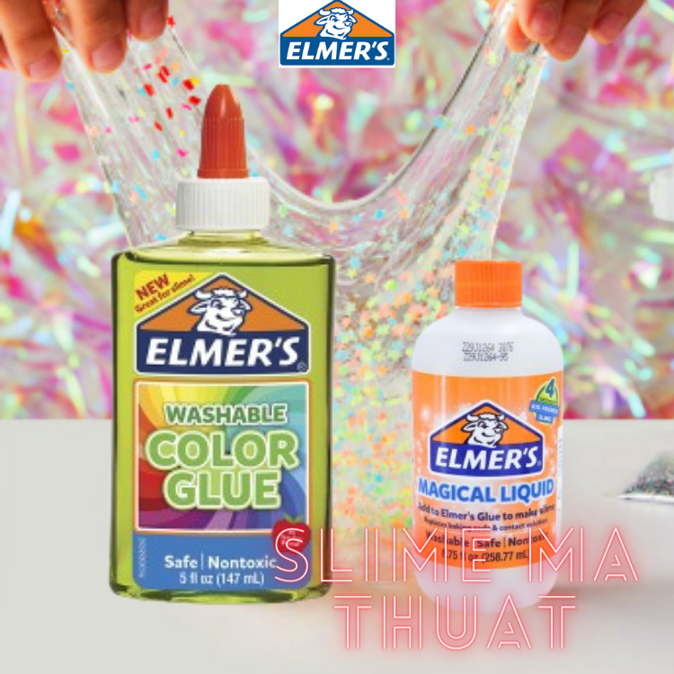 Slime trong suốt Elmer’s Washable Color Glue 147ml( tặng kèm dung dịch pha slime)