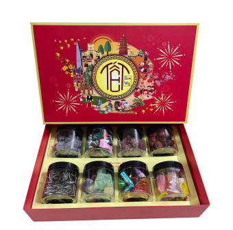 HỘP QUÀ TẾT- COMBO 8 LOẠI MỨT CAO CẤP SANG TRỌNG DÀNH BIẾU TẶNG TẾT (TẶNG KÈM TÚI XÁCH) - BÁNH KẸO TẾT