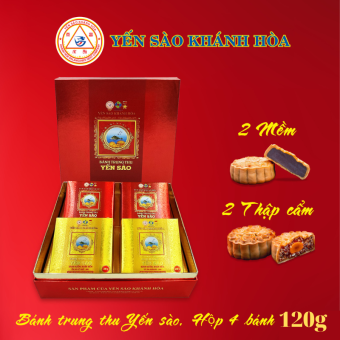 Bánh trung thu 2022 | Hộp 04 bánh trung thu cao cấp Yến sào Khánh Hòa 120g, Bánh trung thu thập cẩm, Bánh trung thu nướng nhân mềm. Bánh trung thu đẹp làm quà tặng trung thu cao cấp.
