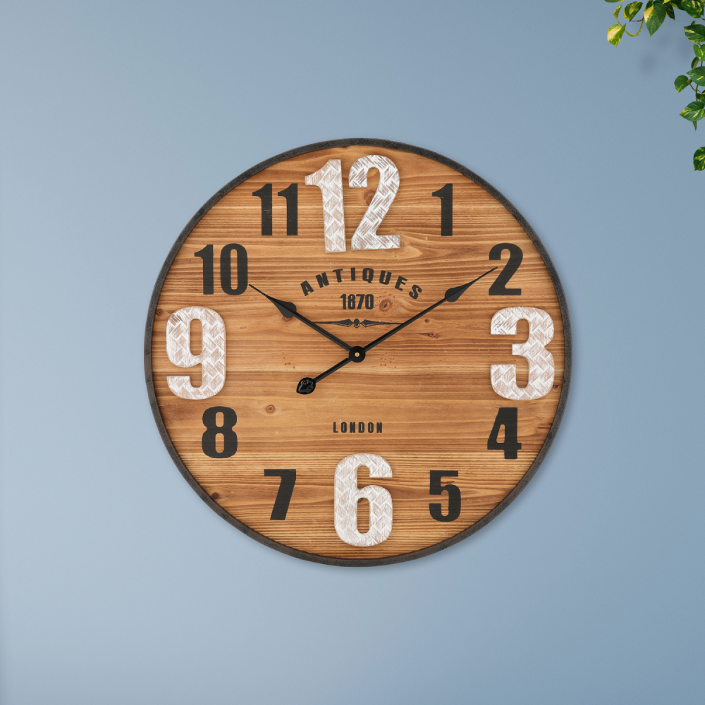 Đồng hồ treo tường đường kính 60cm 24 inch ardan màu gỗ tự nhiên index living mall nhập khẩu thái lan
