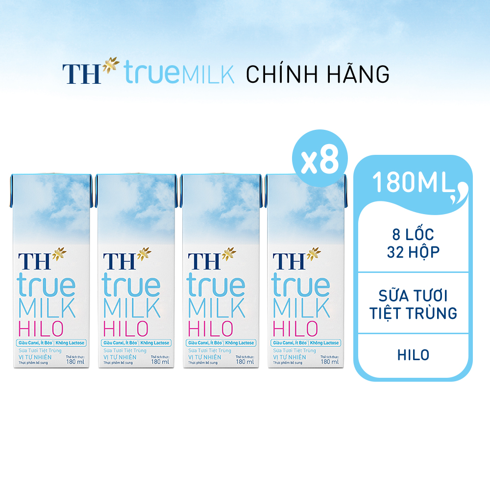 8 lốc sữa tươi tiệt trùng th true milk hilo 180ml