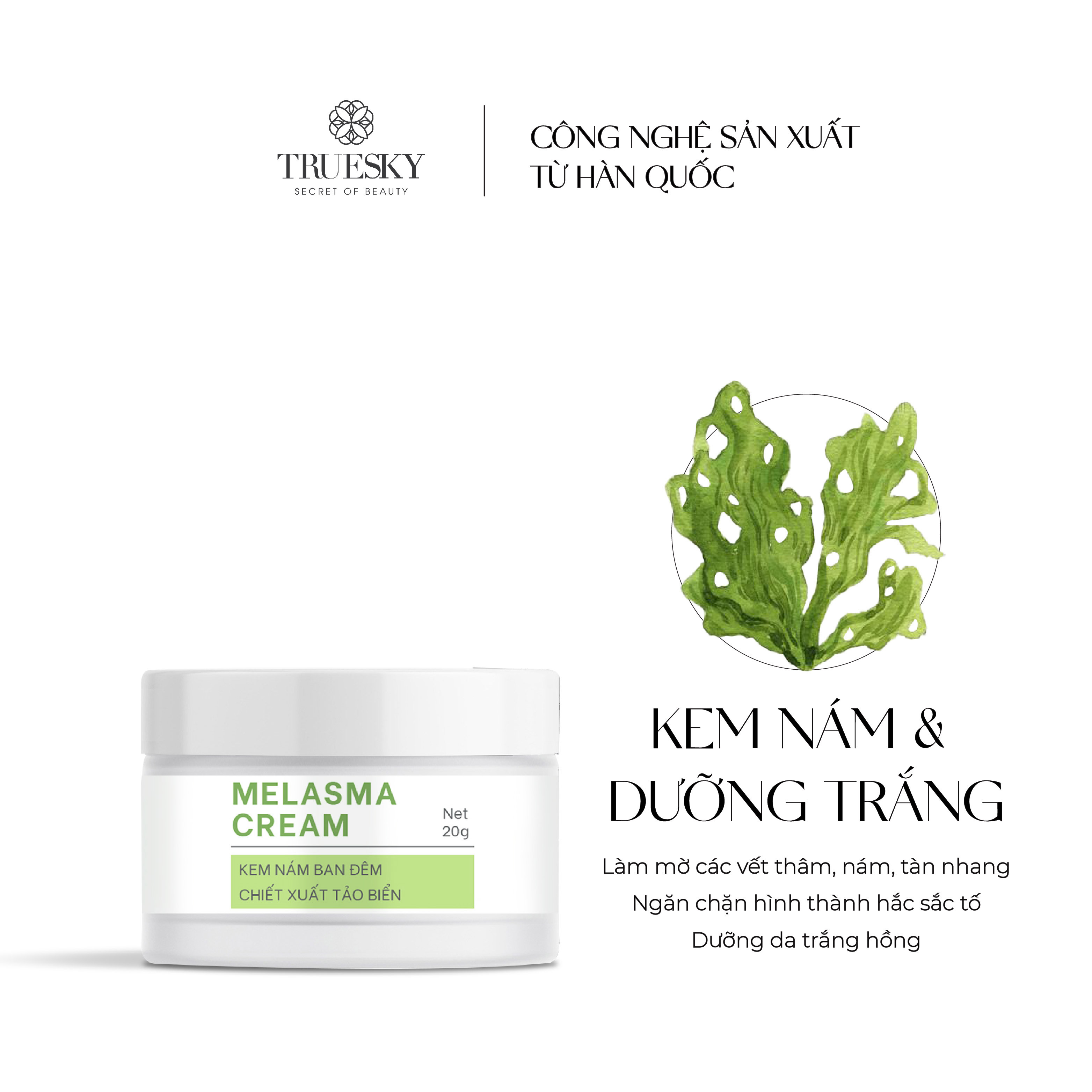 Kem làm mờ nám, tàn nhang Truesky chiết xuất tảo biển 20g - Melasma Blur Cream