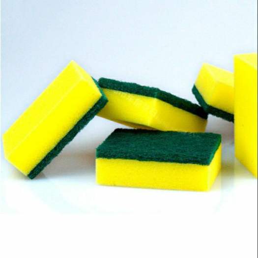 Miếng rửa chén bát 2 lớp da lợn vàng xanh SAMRAN (cước cọ rửa xoong nồi, mousse rửa chén)