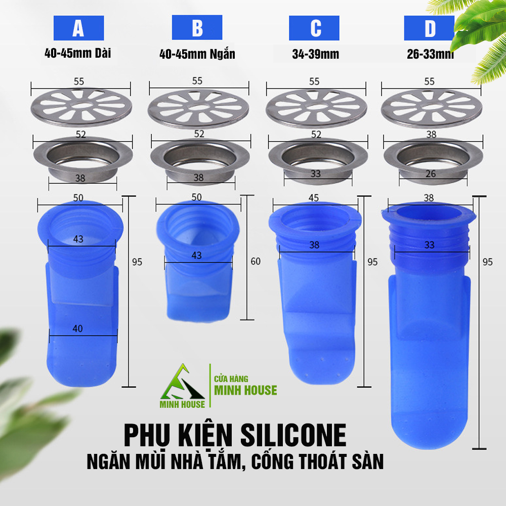 Phụ kiện Silicone lắp thoát sàn chống ngăn mùi hôi vi khuẩn trào ngược lên Minh House