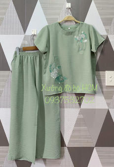 Bộ Mặc ở Nhà, Bộ Trung Niên Mặc Ở Nhà, Đồ Bộ Cho Bà Cho Mẹ Màu Xanh Cốm