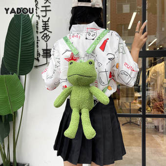 Yadou xấu xí túi đưa thư dễ thương nam và nữ ếch Túi phiên bản Hàn Quốc in Búp Bê Cá Tính Búp bê túi đeo vai túi vải nhung