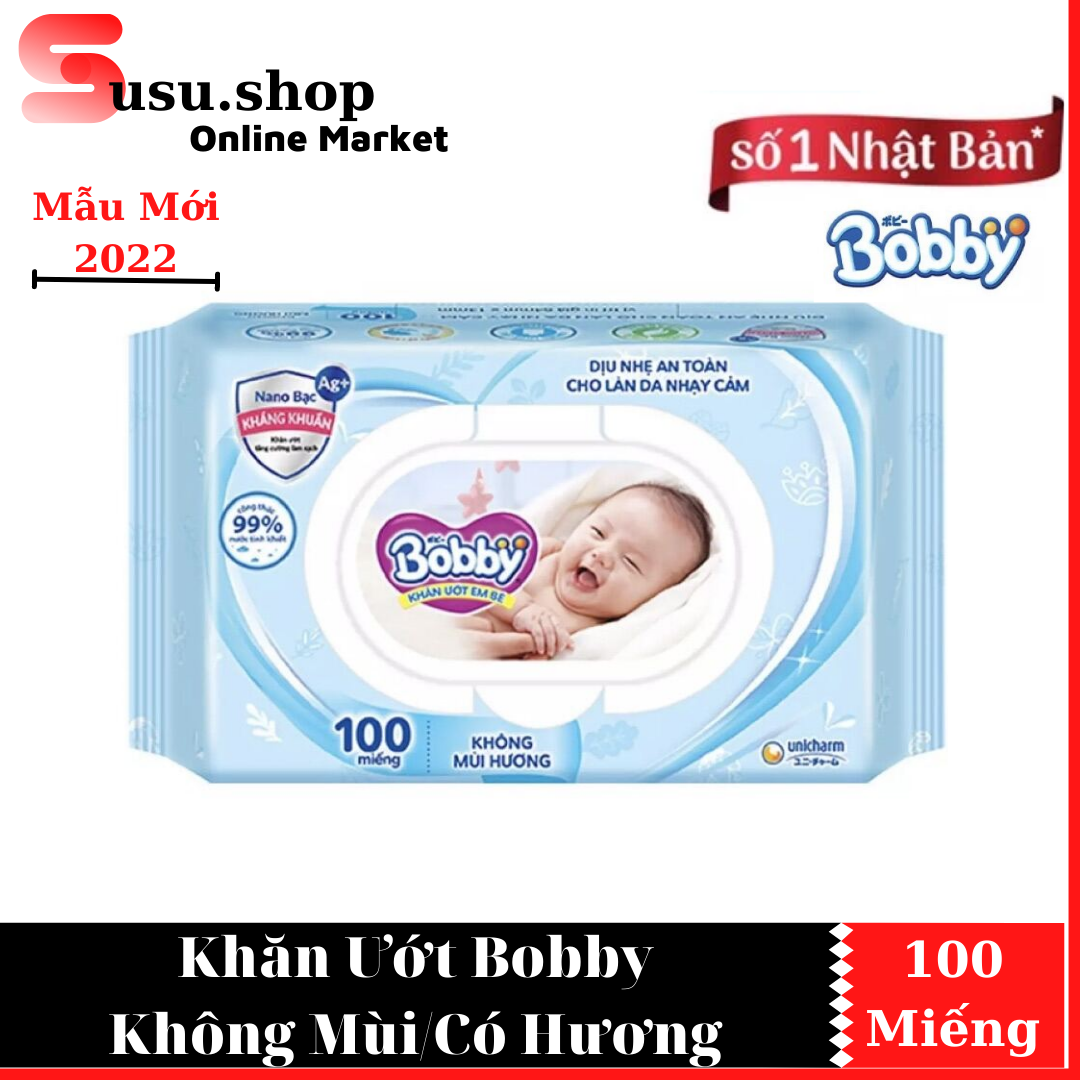 Khăn ướt Bobby có hương/ không hương 100 miếng
