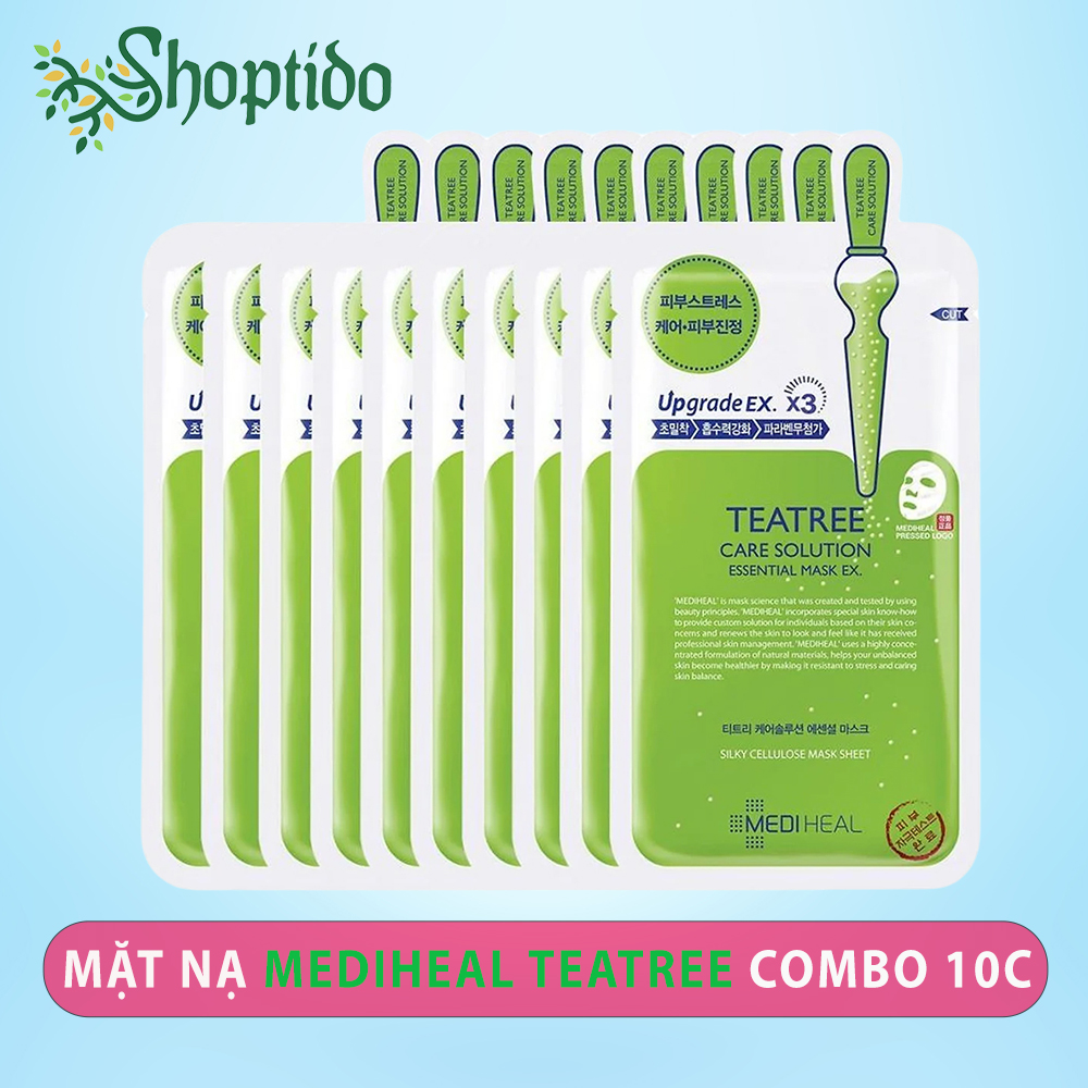 Combo 10 Mặt nạ siêu tinh chất trà xanh giảm mụn Mediheal Teatree Care Solution Essential Mask EX 24ml NPP Shoptido