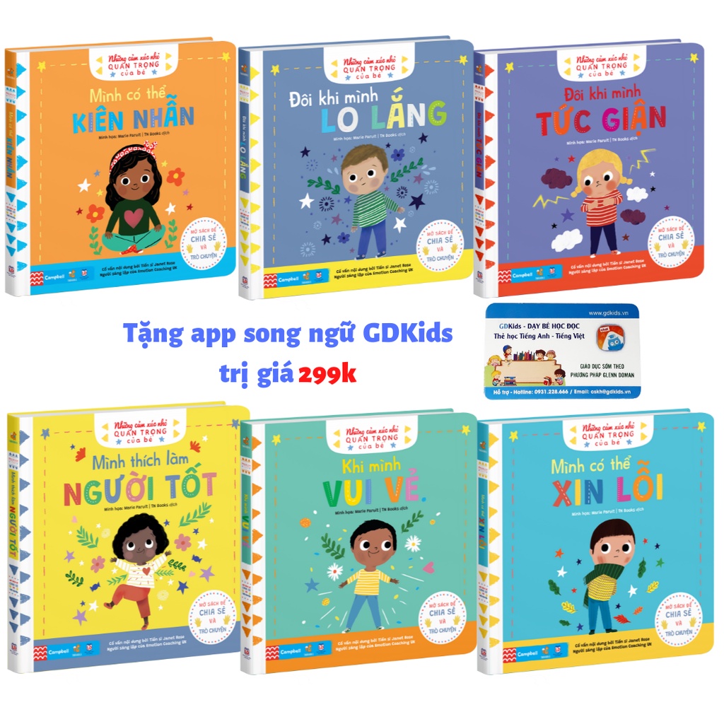 Bộ 6 cuốn sách những cảm xúc quan trọng của bé - Sách tương tác - Sách kỹ năng chuyển động cho bé
