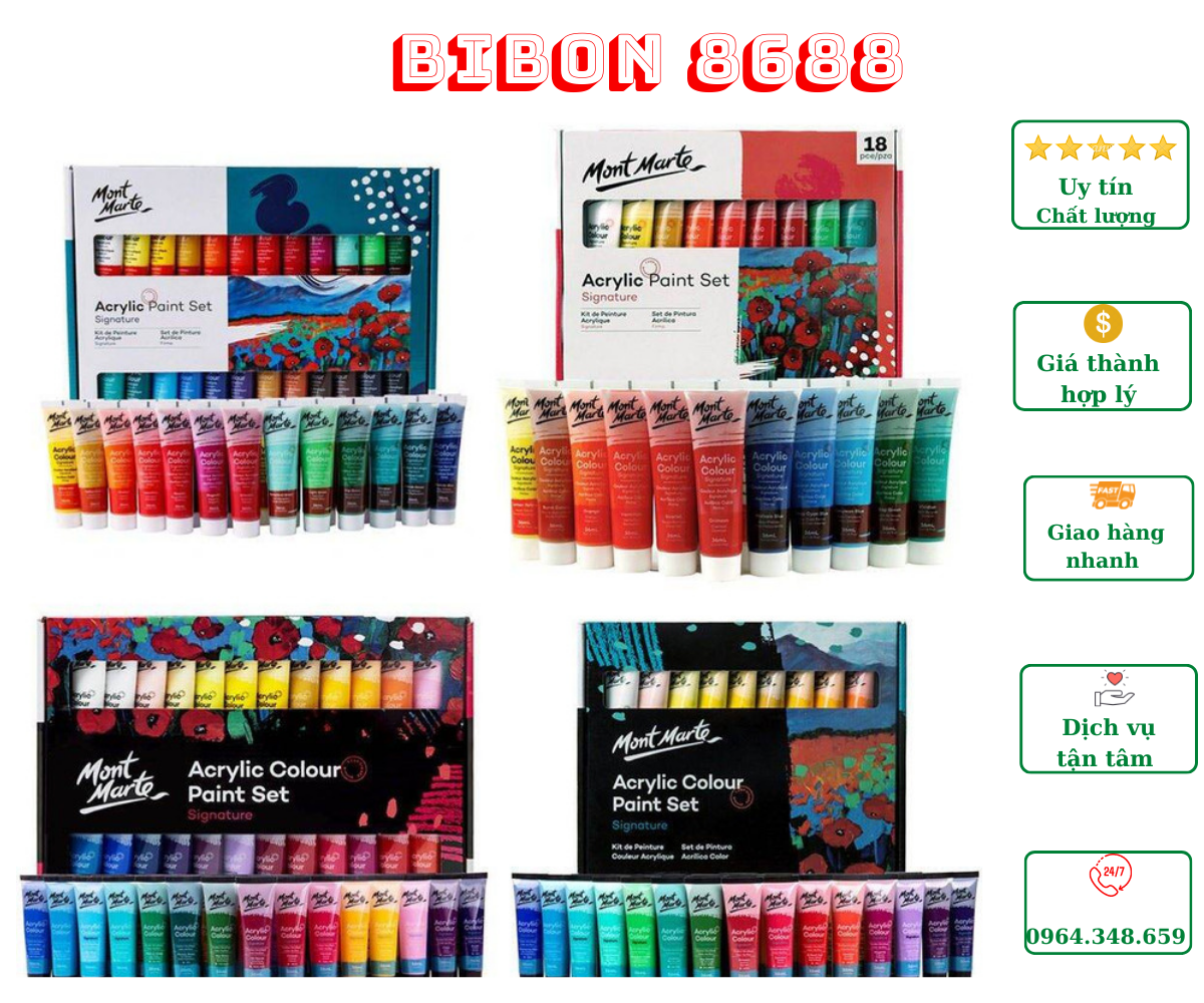 Bộ màu Acrylic Paint Set Mont Marte 18/24/36/48 x 36ml