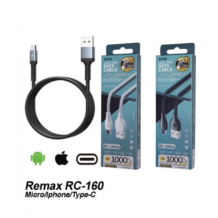 Cáp sạc remax rc-160i | 160m | 160a cổng lightning | type c | micro usb max 2.1a