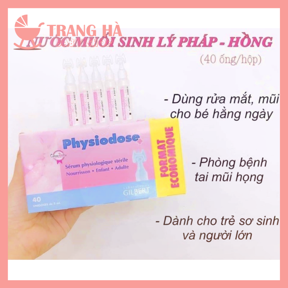 Nước muối sinh lý pháp physiodose hộp 40 tép hồng vệ sinh mắt mũi hằng ngày cho bé