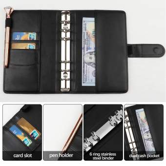 LG01I9 Thực tế Bìa Nhãn Da Bìa còng A6 Túi Bìa ngân sách Tiền